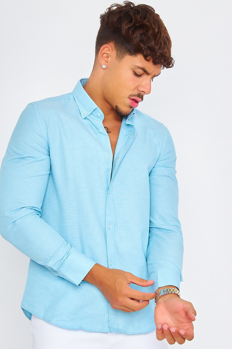 Chemise bleue ciel unie