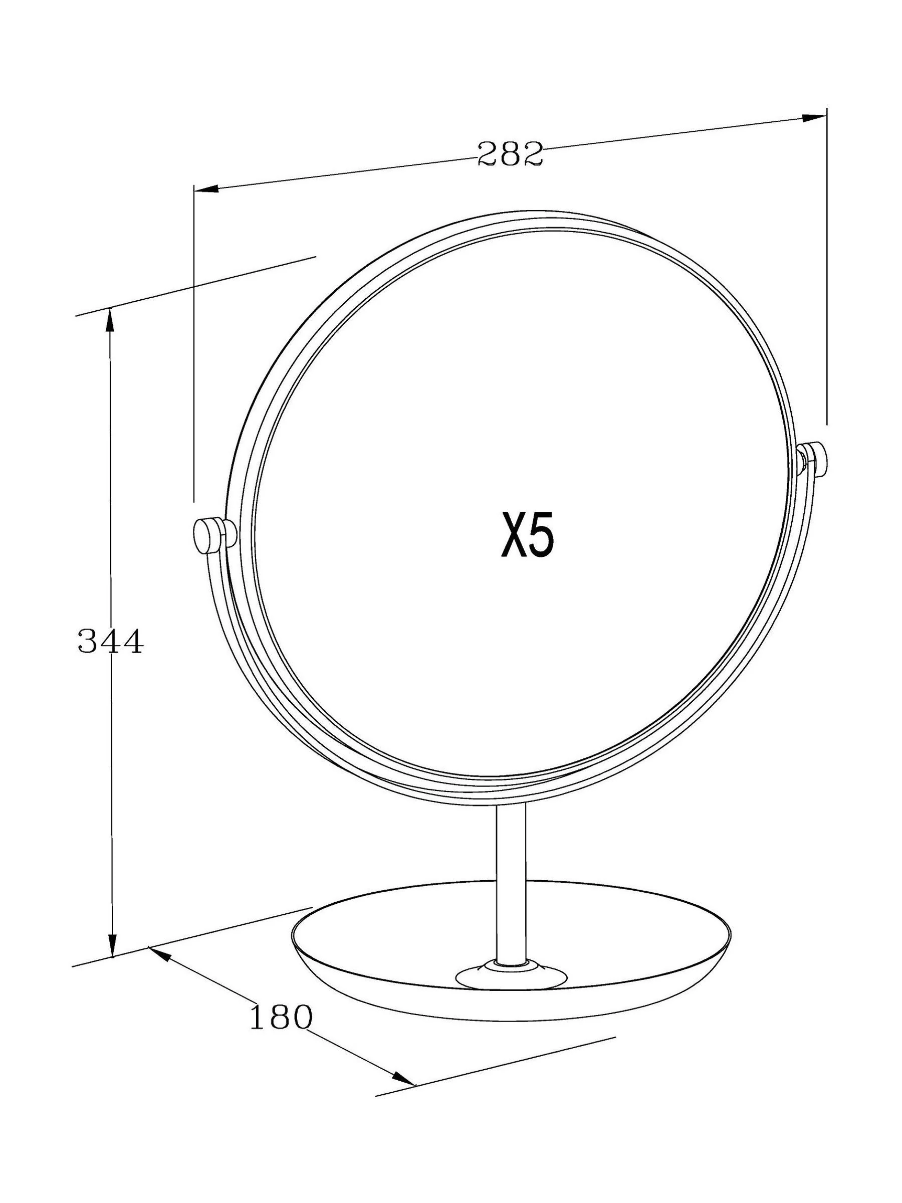 Storage Tray 5x Magnification Round Dressing Table Mirror