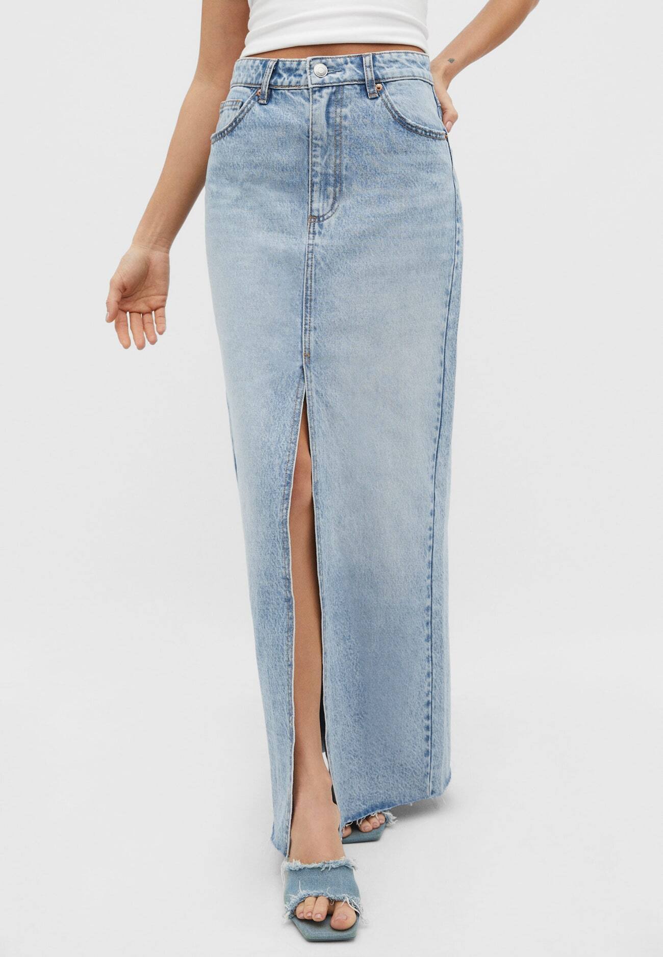 Saia longa vintage em jeans