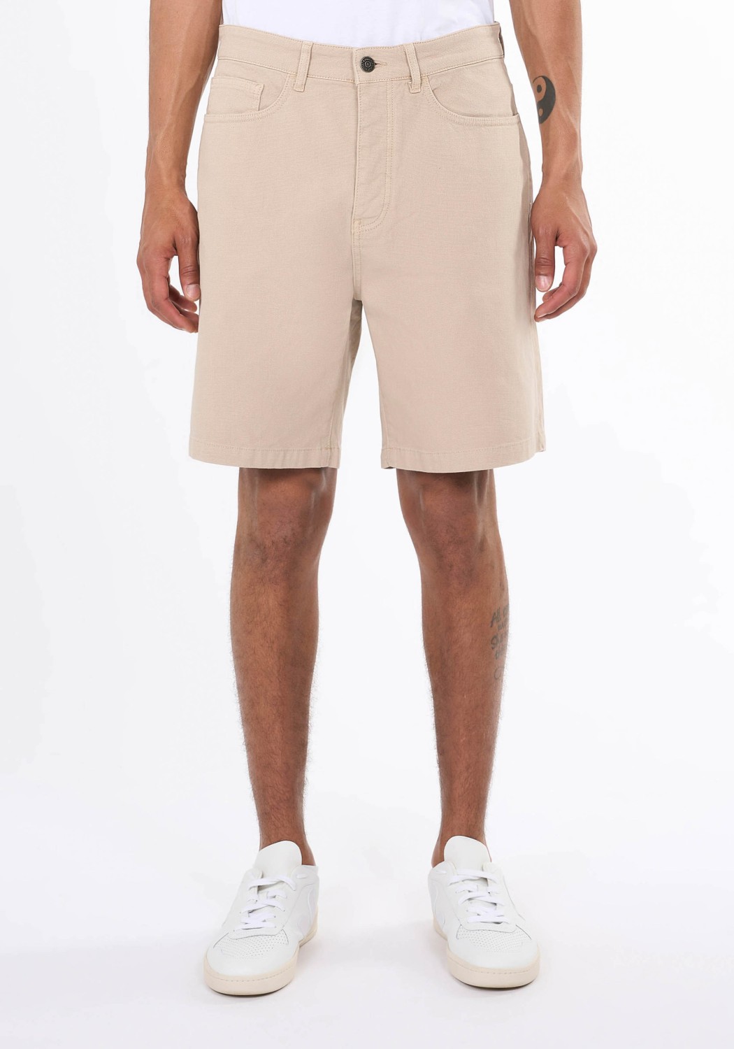 Knowledge Cotton Apparel Twill-Shorts Loose Canvas Light Feather Gray