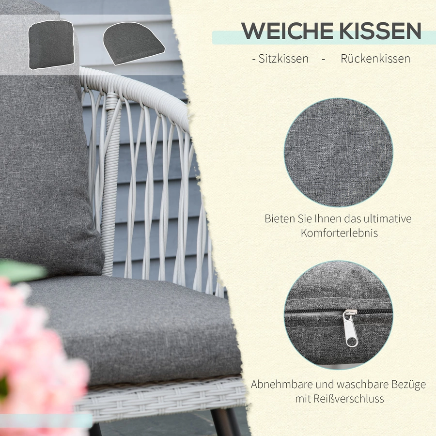 Outsunny Gartenmöbel-Set mit Kissen grau