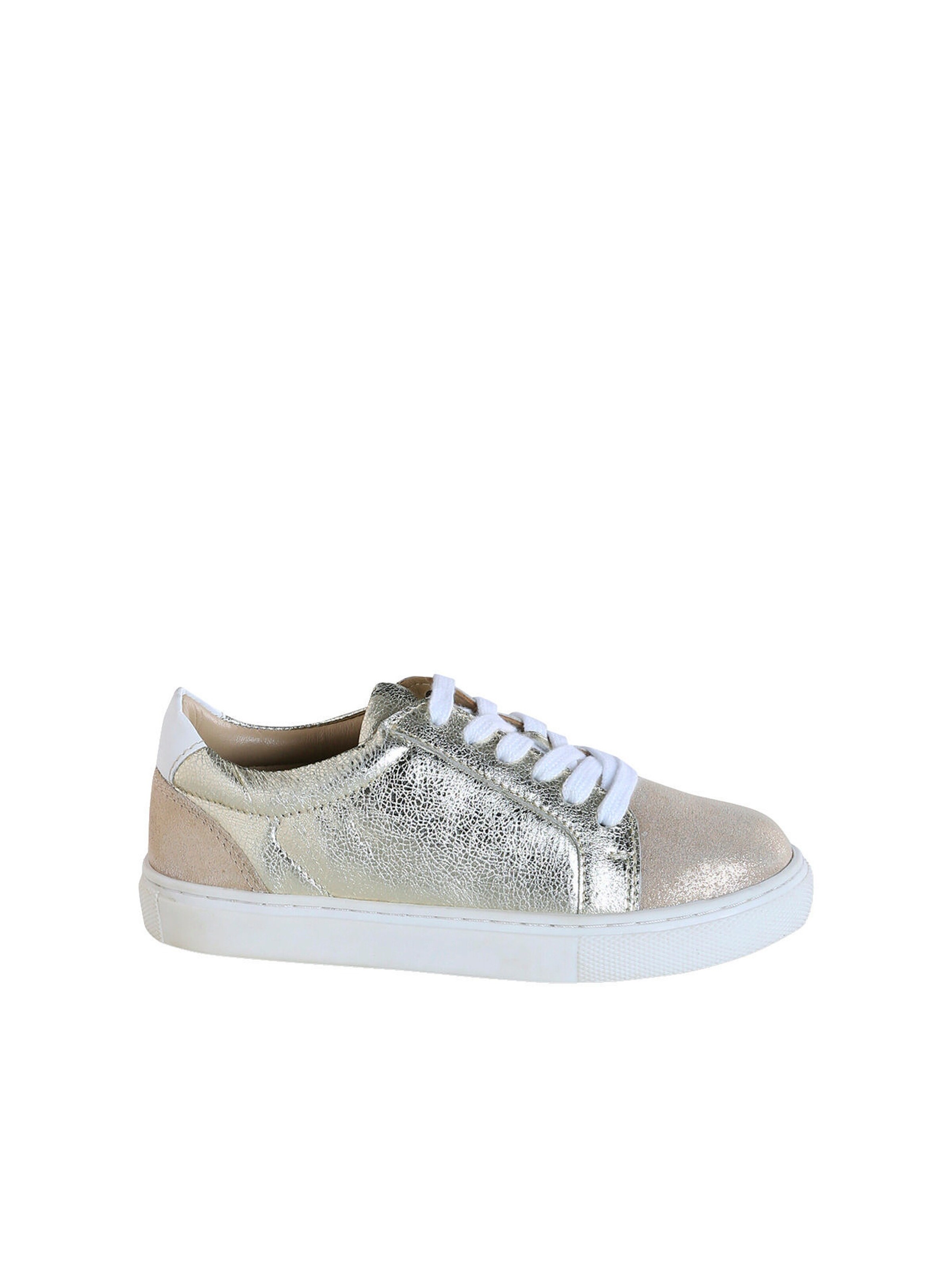 Vertbaudet Kinder Ledersneakers mit Schnürung gold