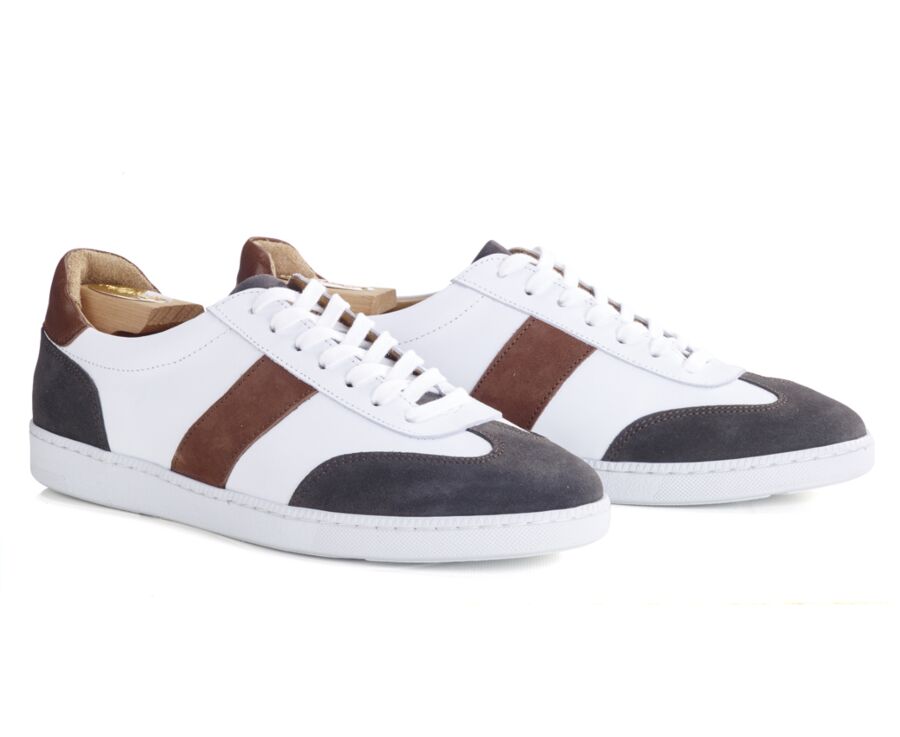 Sneakers cuir homme Blanc et Reglisse - MOYARRA