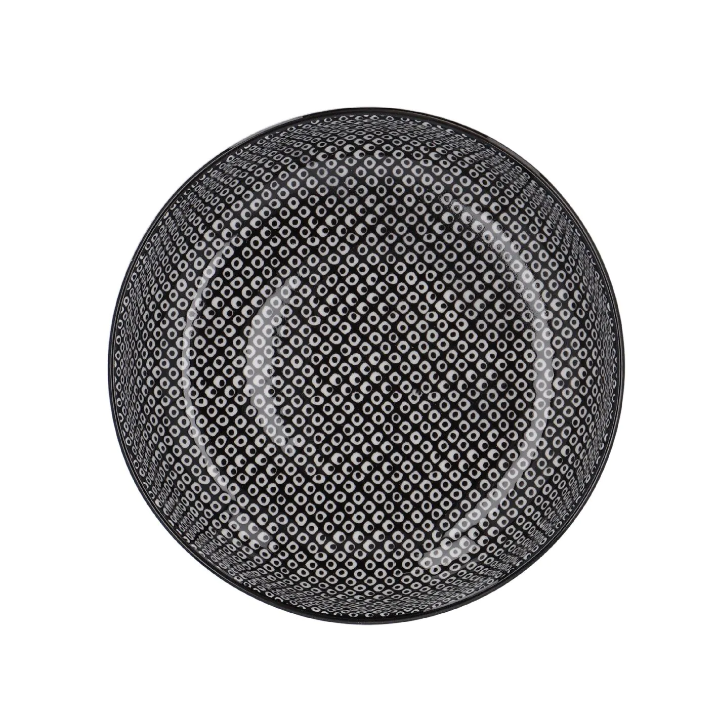 Schüssel China, flach, Perlen, schw/wss, 23 cm