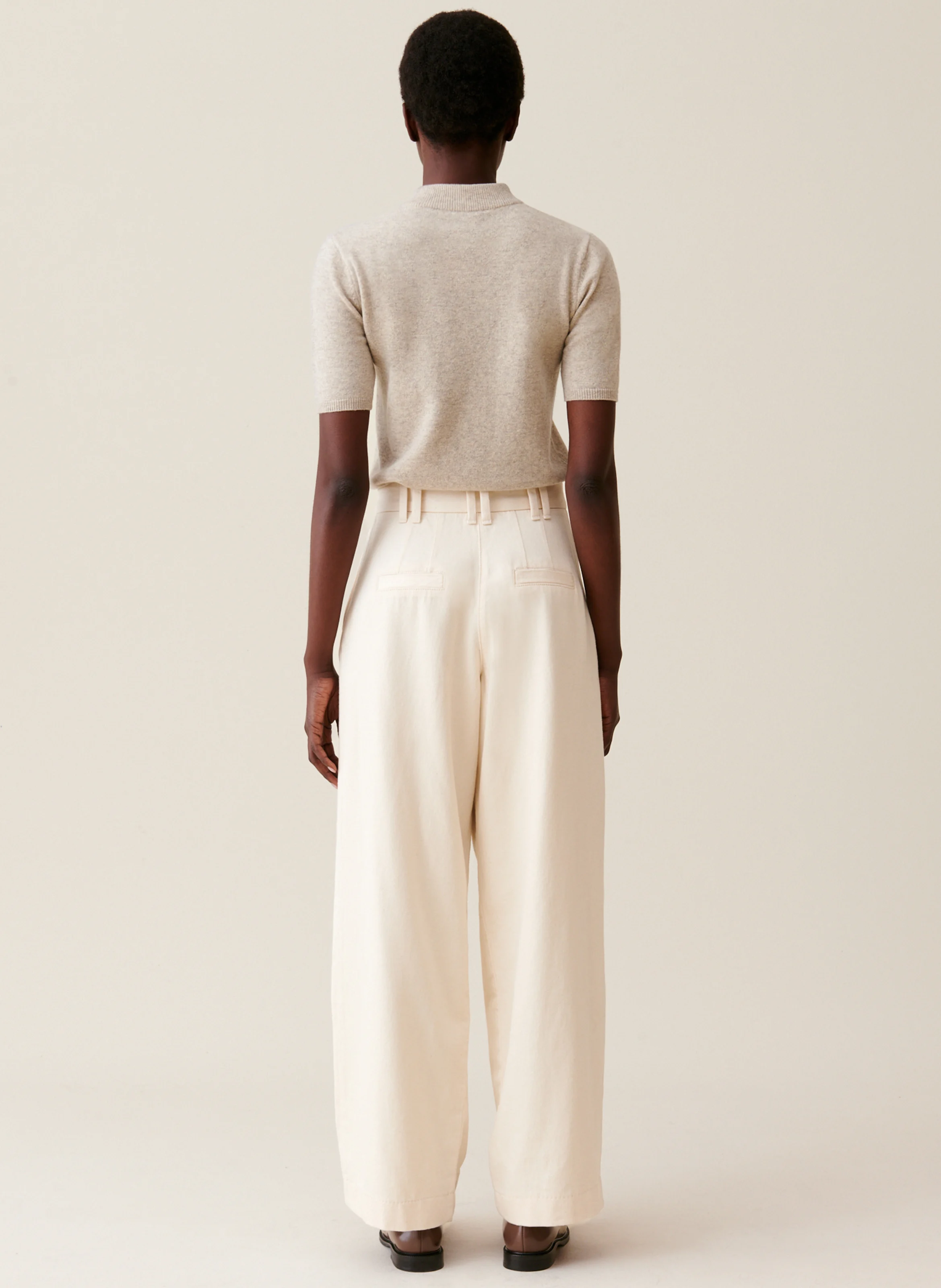 Jean large en coton | Beige