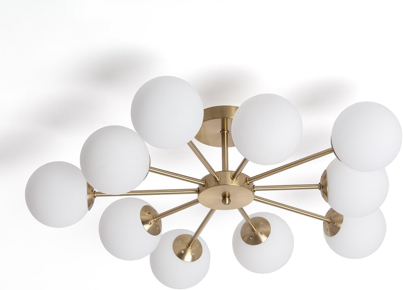 LEDKIA LIGHTING Deckenleuchte Metall und Glas Moonlight Brass 10 Spots Für die Küche, das Esszimmer, das Schlafzimmer,Gold
