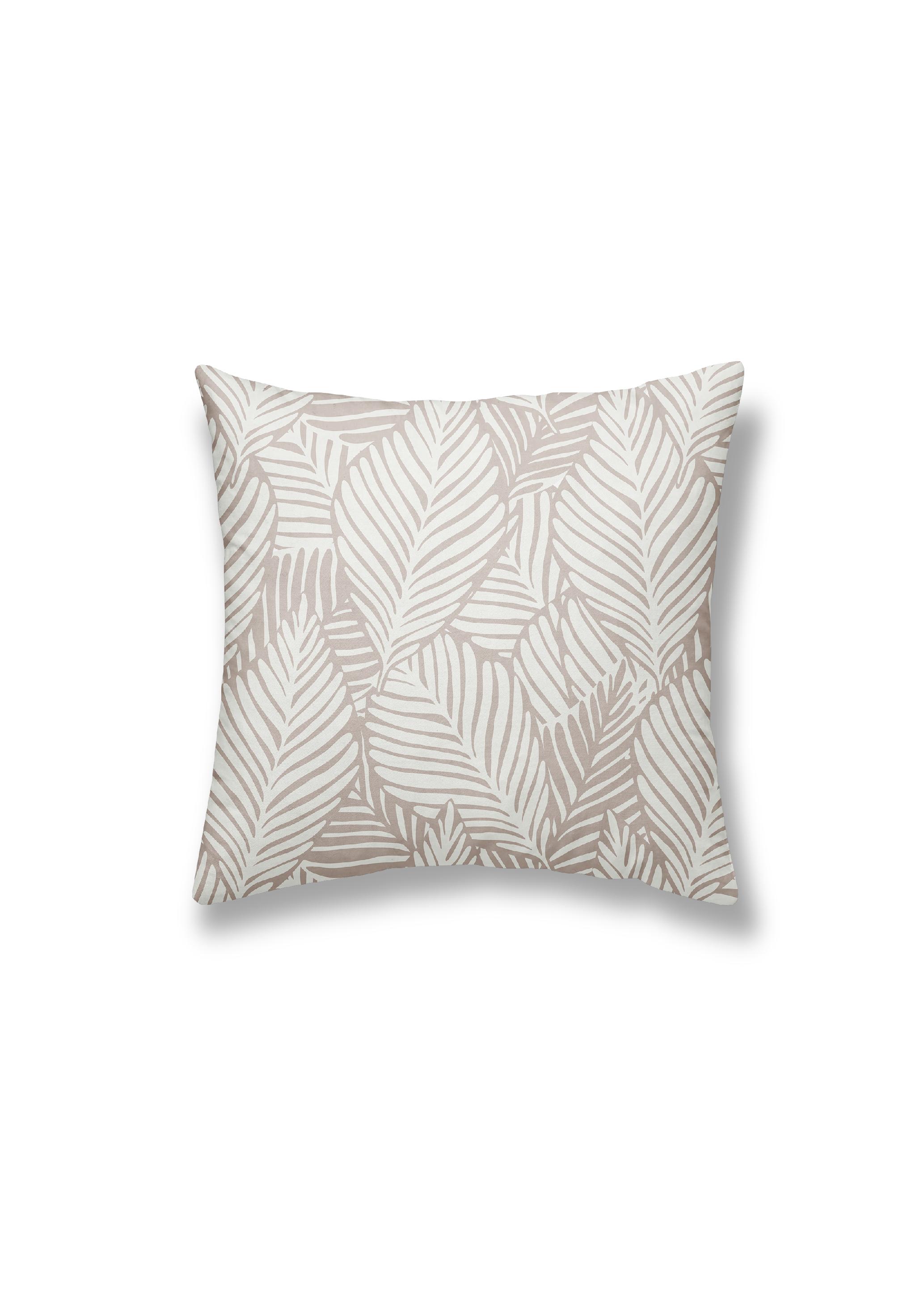 COUSSIN 40X40CM MOTIF FEUILLAGE BEIGE