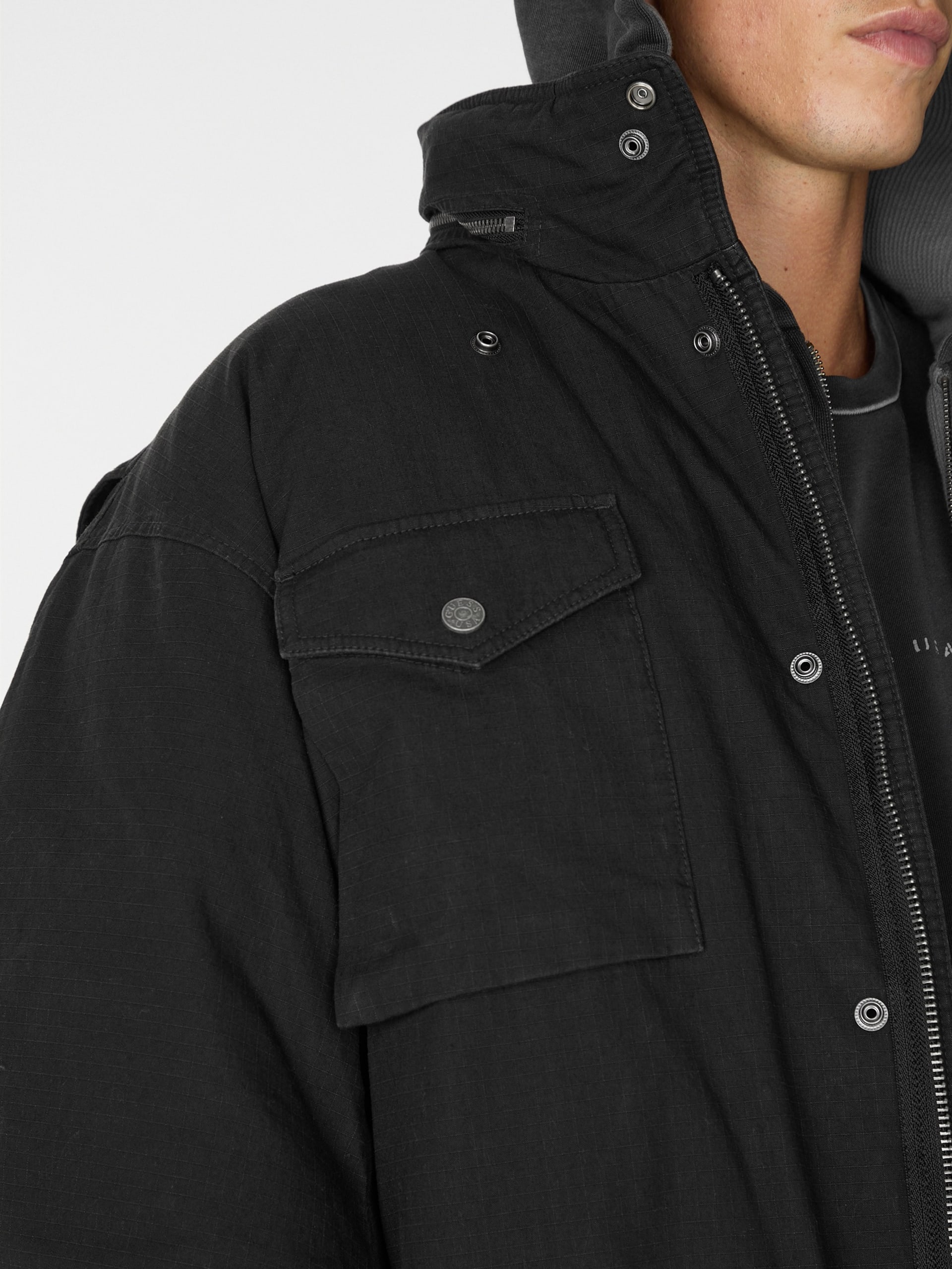 Jaqueta parka de algodão ripstop