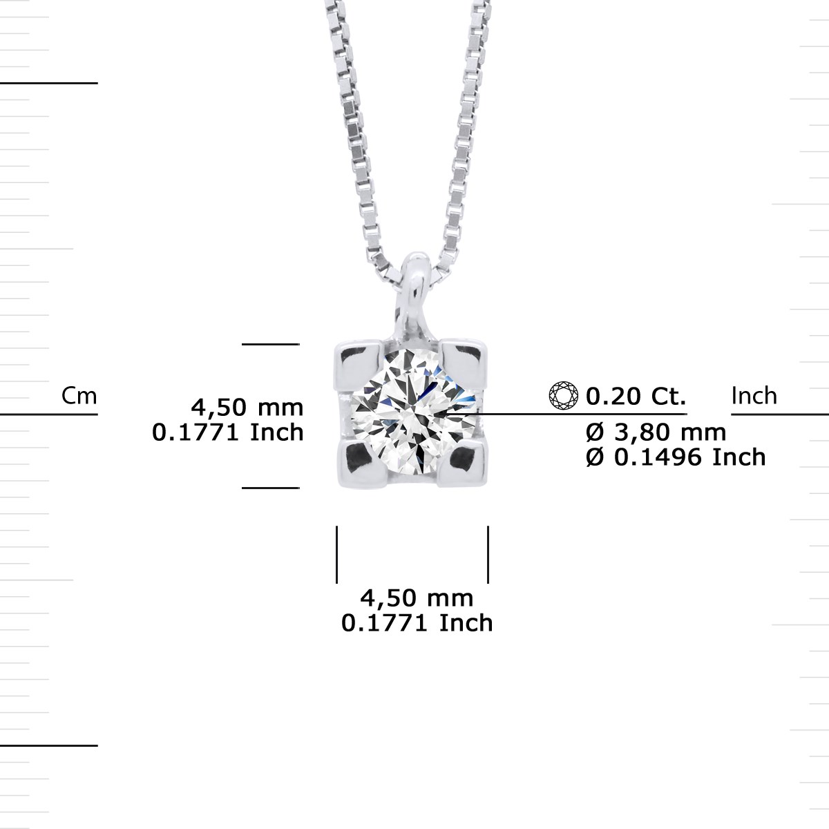 Collier Solitaire Diamant 0,20 Cts Or Blanc 18 Carats