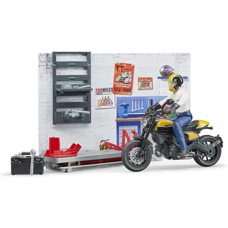 BRUDER® bworld Motorradwerkstatt mit Scrambler Ducati Full Throttle