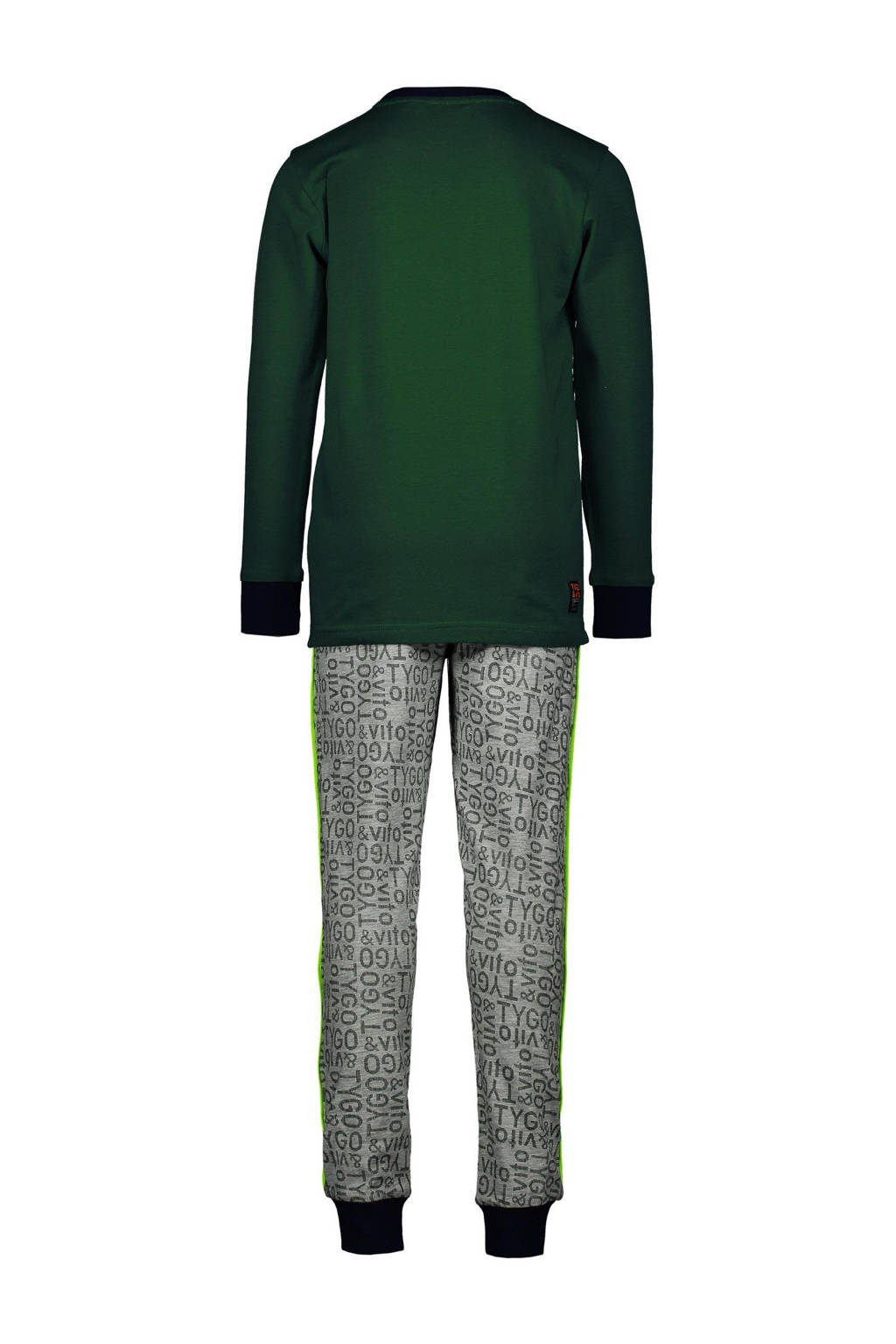 TYGO & vito pyjama met logo donkergroen/grijs melange