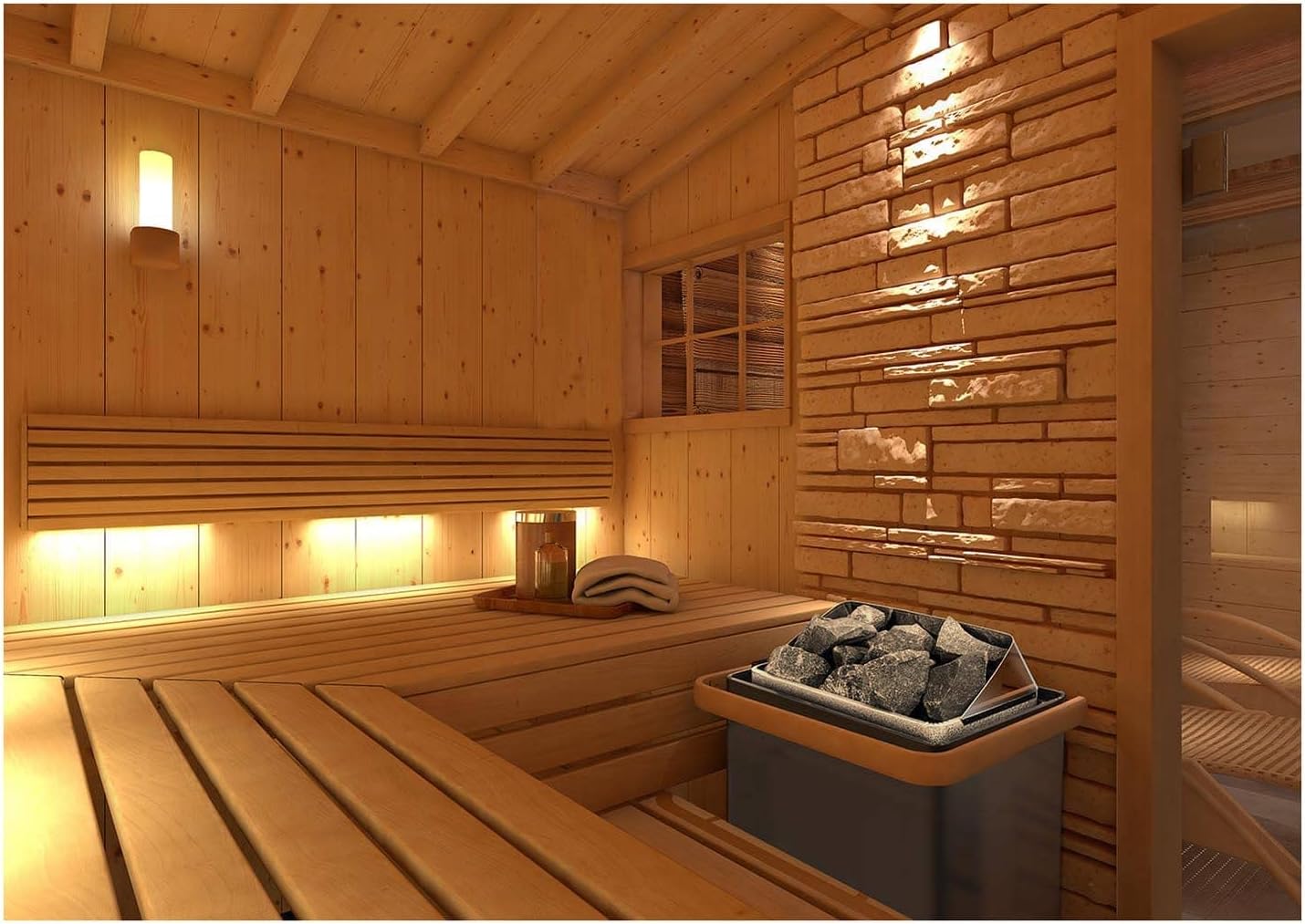 UNI_SAUNA_G9.0KW Saunaofen 9 kW 30 bis 110 °C Überhitzungsschutz Thermostat Saunaheizung elektrisch