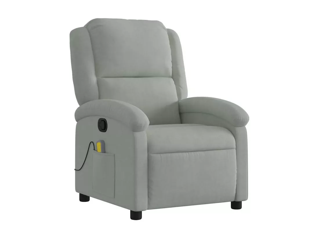 Fauteuil massant inclinable gris clair velours