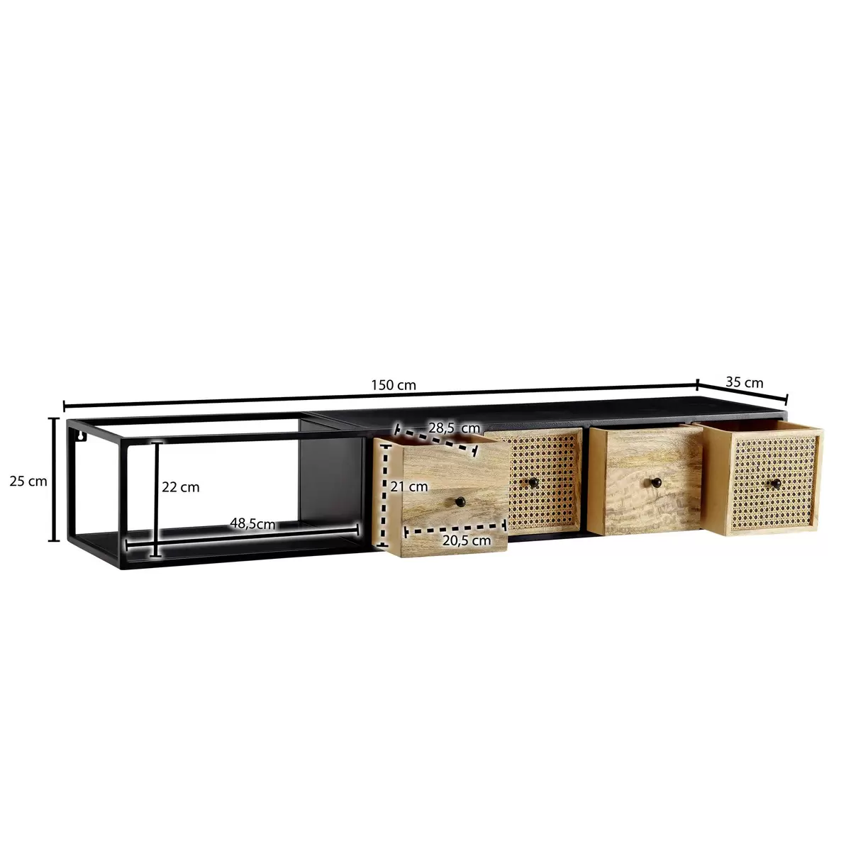 Lowboard Louanco braun,schwarz