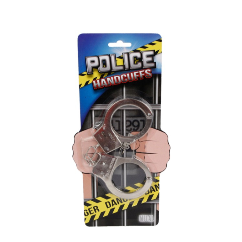 Metall Polizei Handschellen Fasnachts Kostüm Zubehör Motto Party Accessoire Halloween Foto Requisite - Silber