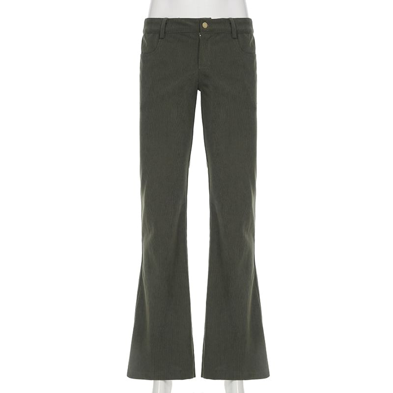 Cincine - Lage, effen corduroy broek met wijde pijpen