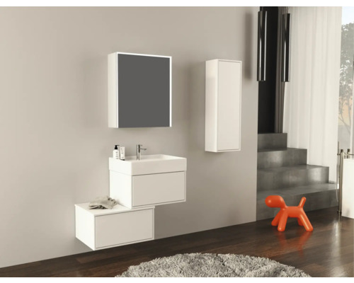 Jungborn QUATTRO SEDICI NOVE spiegelkast, 60 x 20 x 70 cm, mat wit, 1-deur, LED, IP44