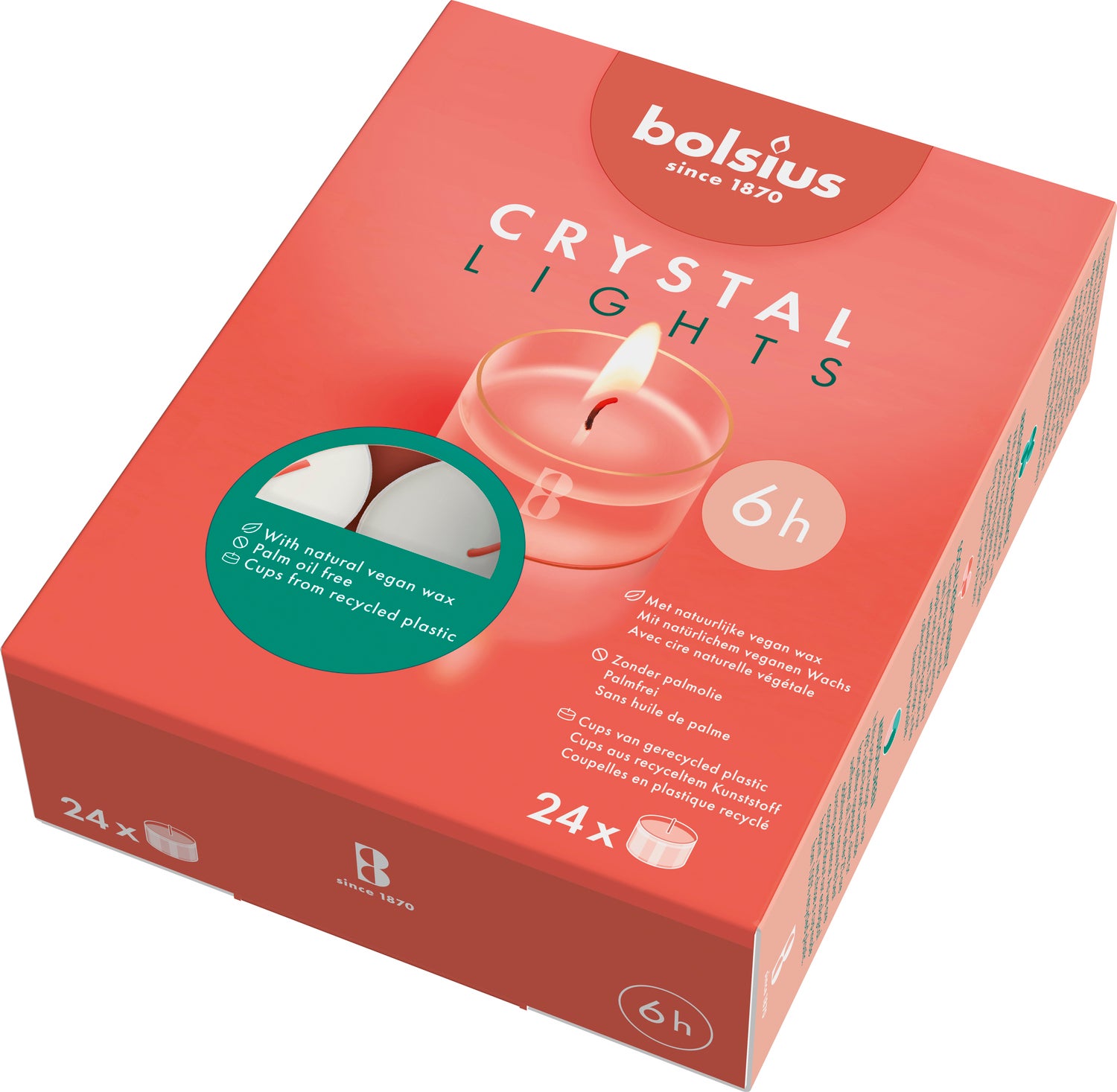 Bolsius waxinelicht Crystal Lights wit 6 uur D 4,8 x H 16,1 cm 24 stuks