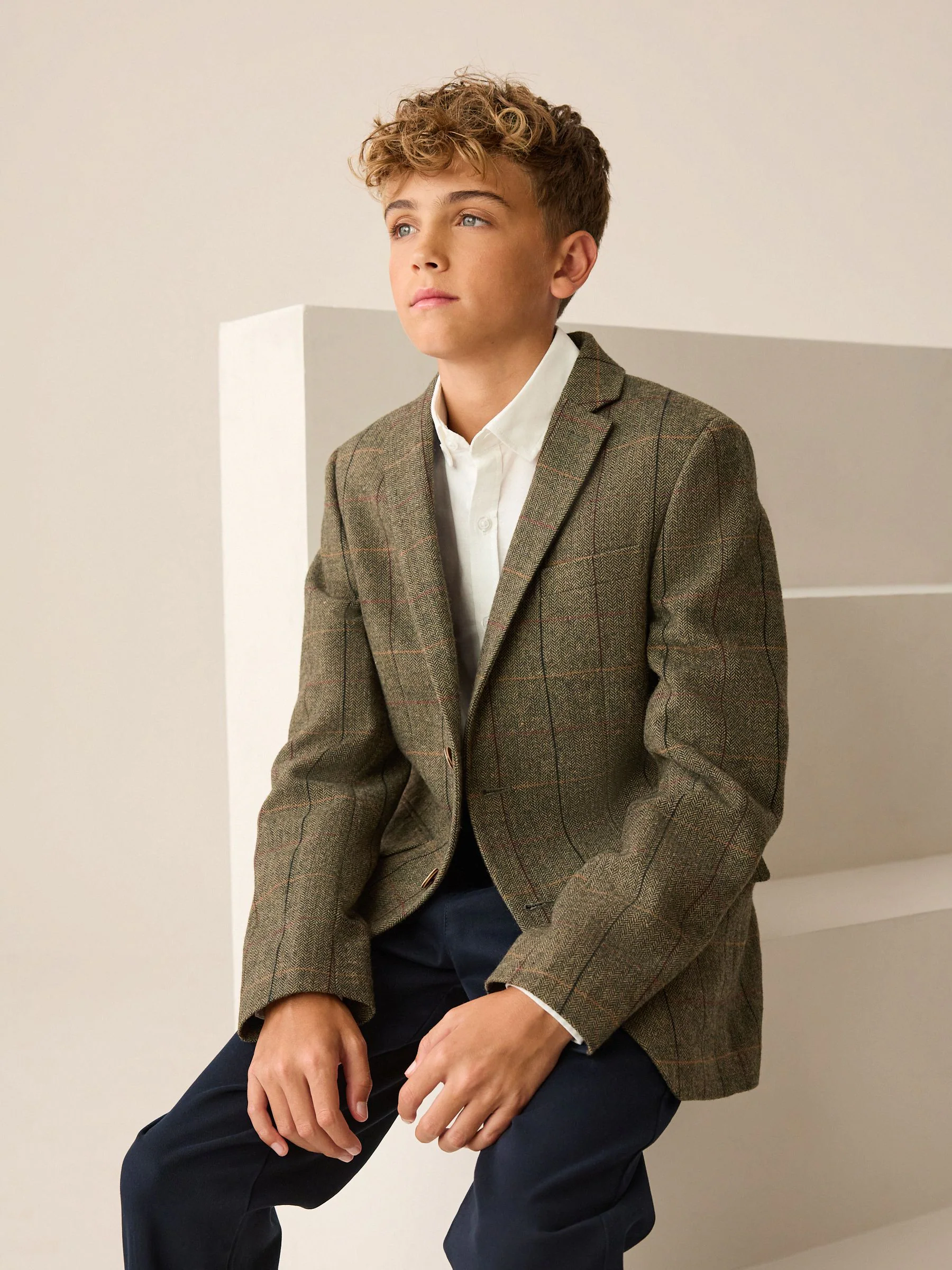 Groen/bruin geruit - Blazer (3-16yrs)