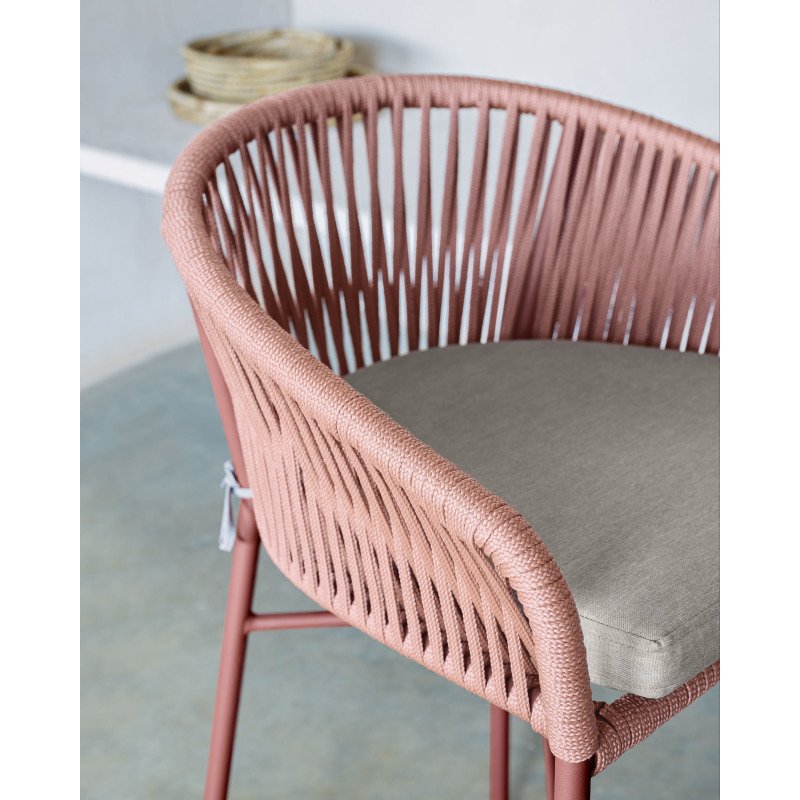 Tabouret Yanet - corde - structure acier galvanisé H 65 cm