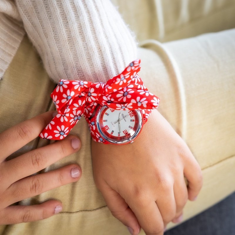 Montre Femme CHTIME bracelet Tissu Rouge