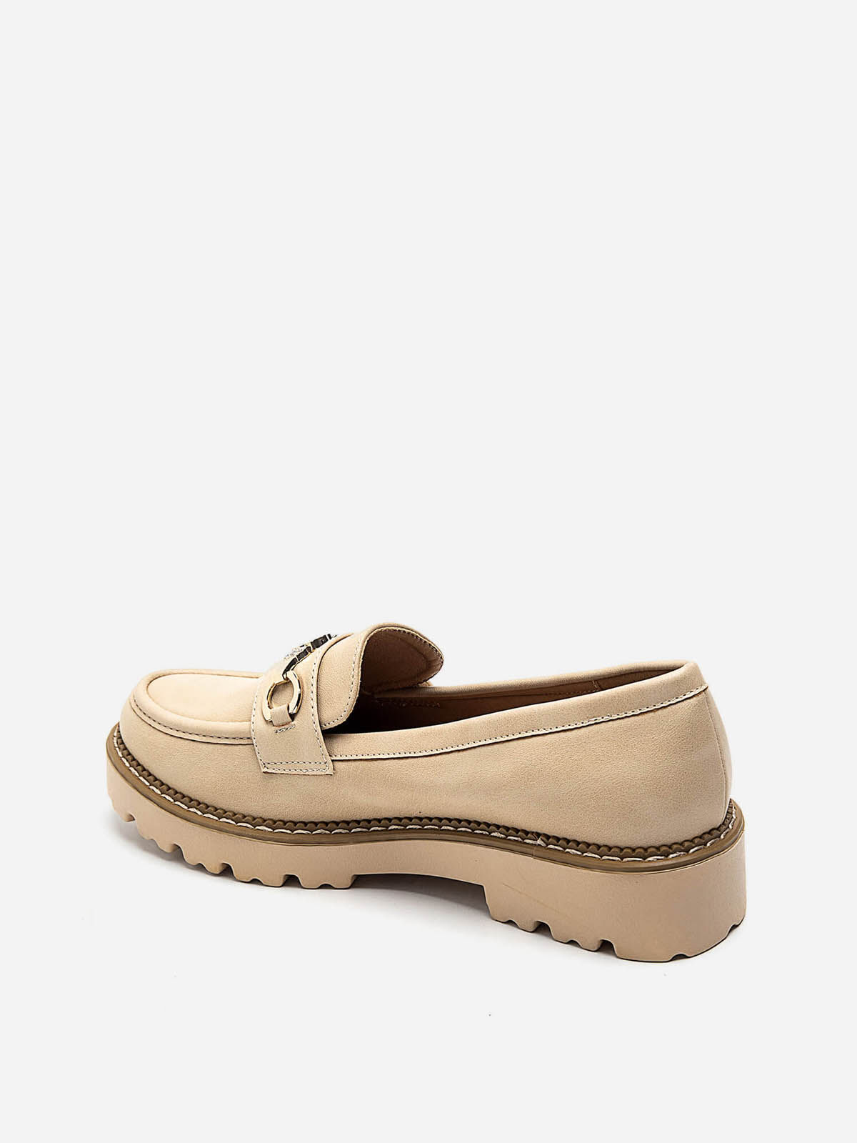 Mocassins avec mors à strass- Beige
