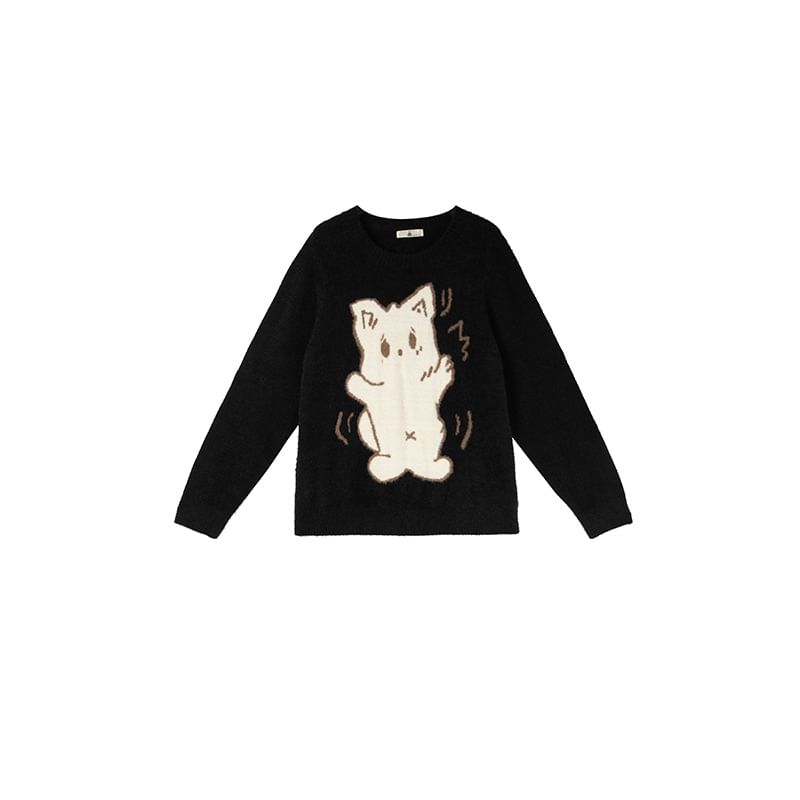 Ashteroid - Plus Size Crewneck Cat Jacquard Trui