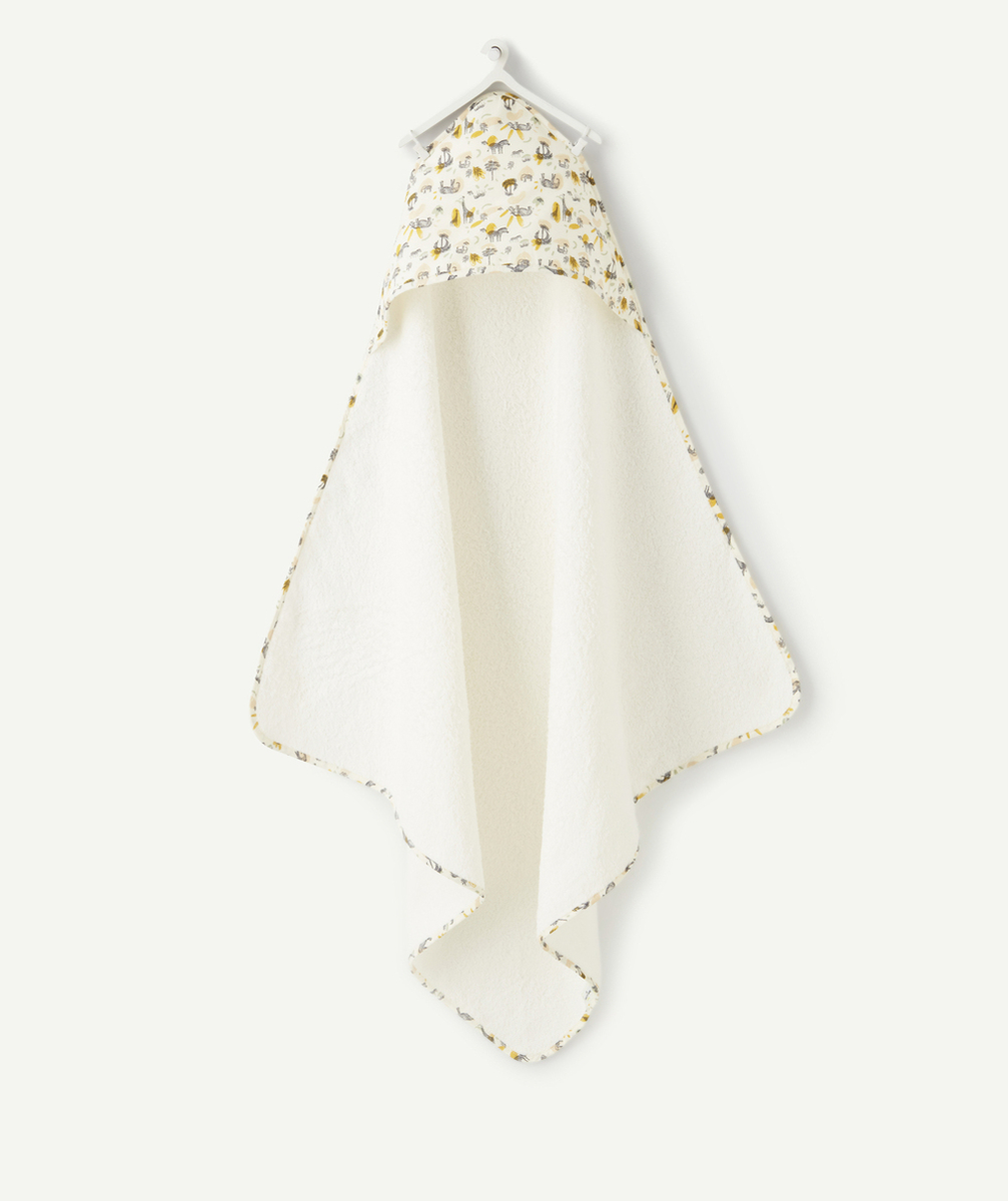 CAPE DE BAIN BÉBÉ EN COTON BIO IMPRIMÉ SAVANE