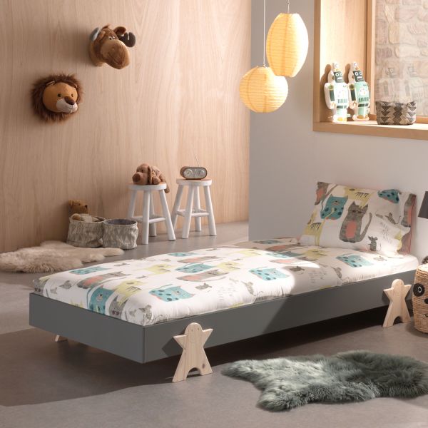 Vipack Modulo Bed 90 x 200 Cm Smiley Grijs
