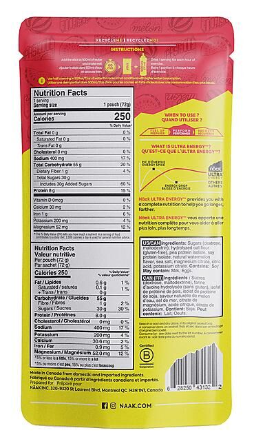 NAAK - BOISSON ULTRA ENERGY DRINK MIX PASTEQUE 72 G