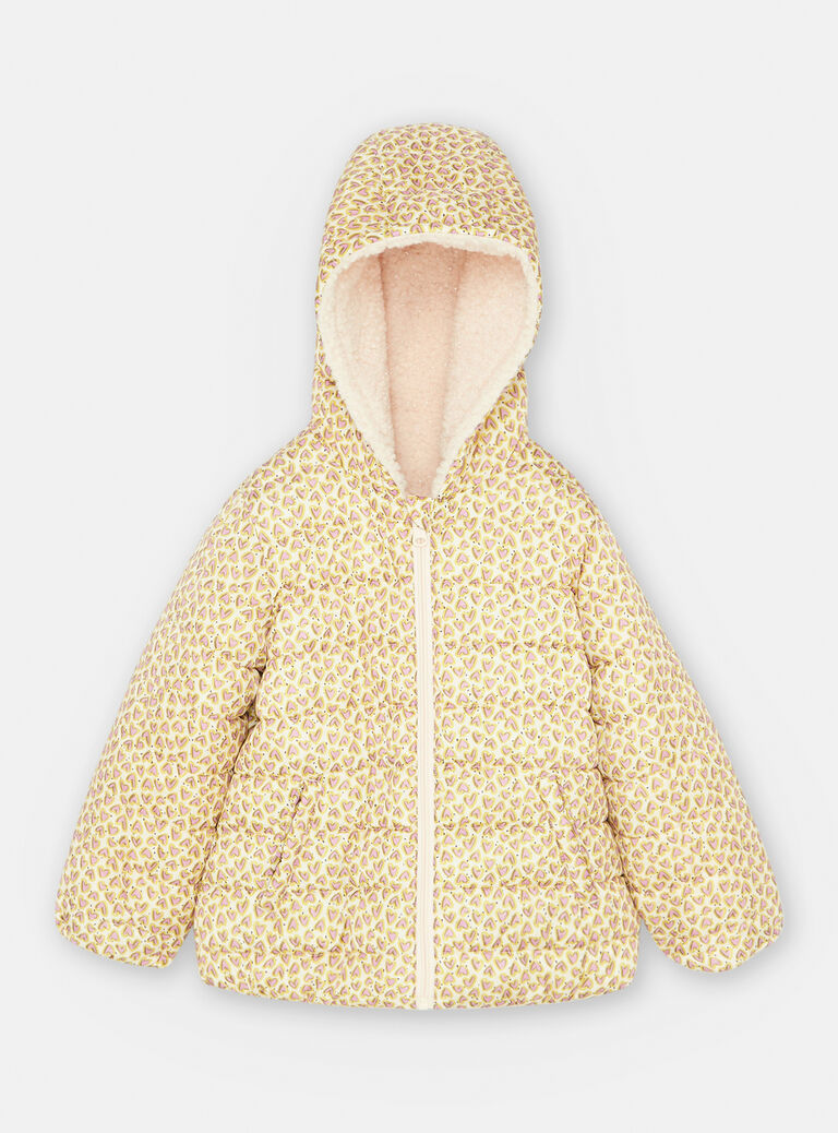 Doudoune à capuche réversible écrue