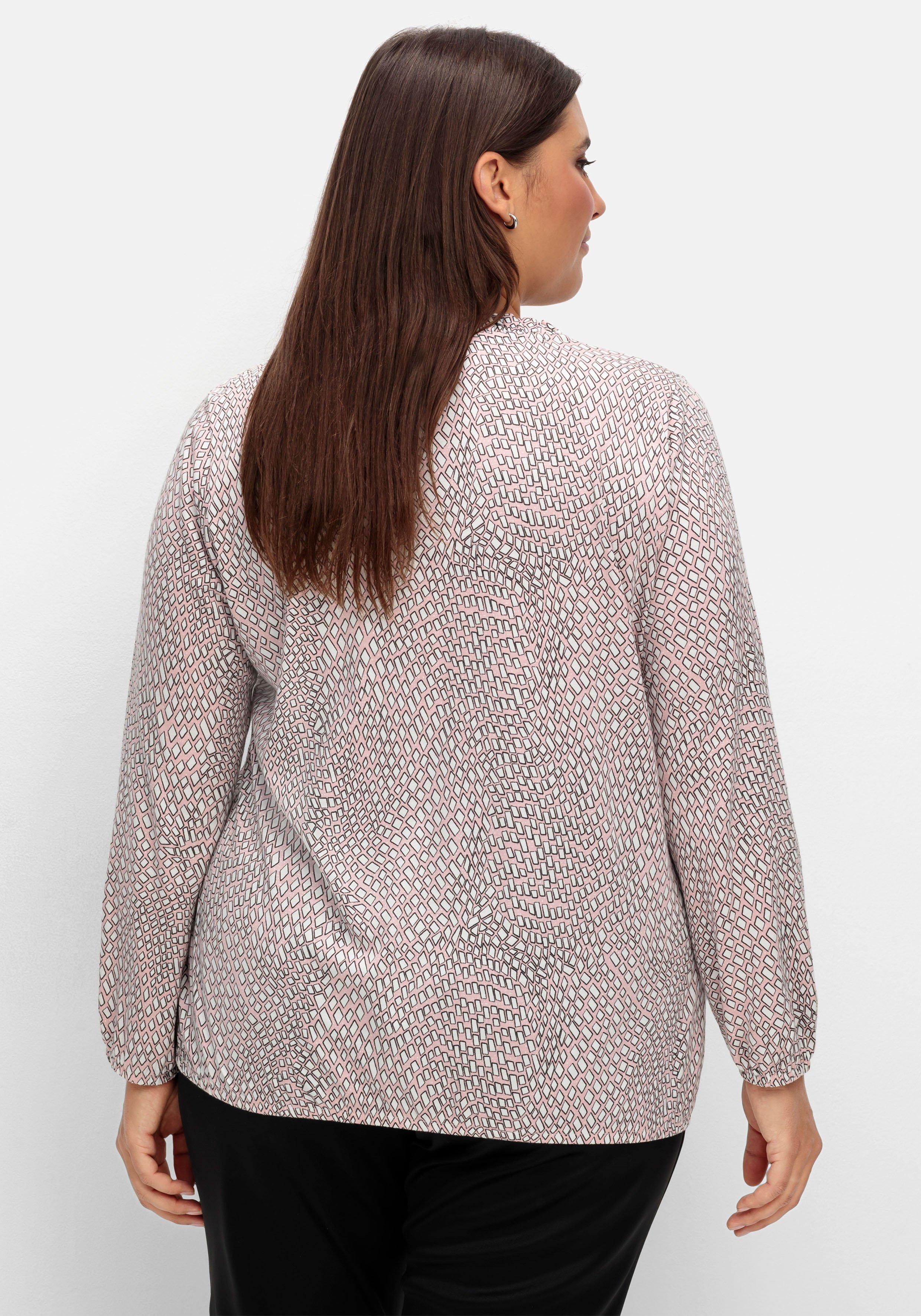 Langarmshirt mit Alloverdruck und Knopfleiste