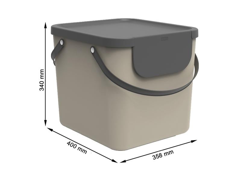 Rotho Recyclingbehälter Albula 40 l, Cappuccino Mülleimer