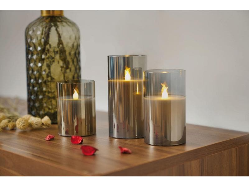 Pauleen LED-Kerzen Set Classy Smokey, Ø7.5cm, Anthrazit/Wei LED-Wachskerze, 3er Set