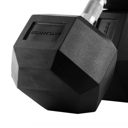 Halteres hexagonais de borracha Bodytone 42 kg (par)