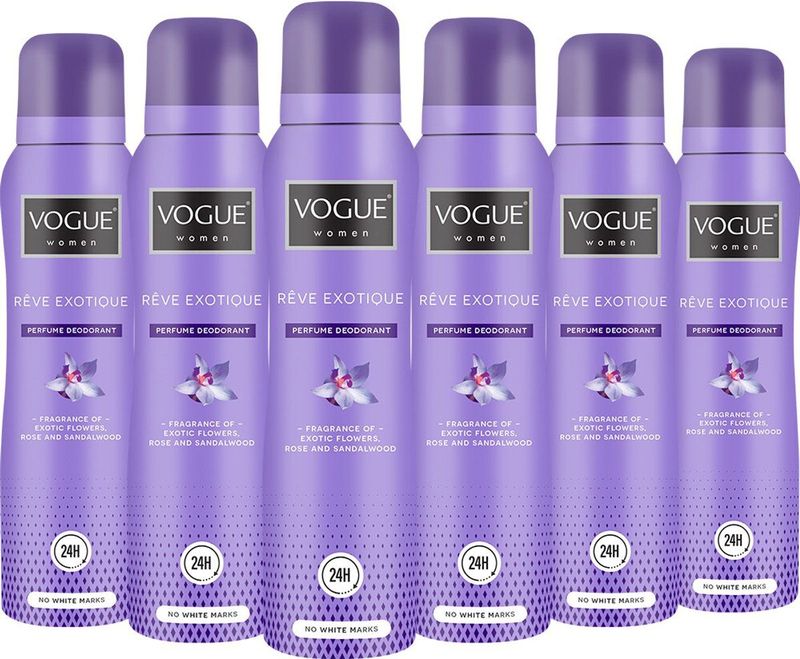 6x Vogue Reve Exotique Parfum Deodorant 150 ml