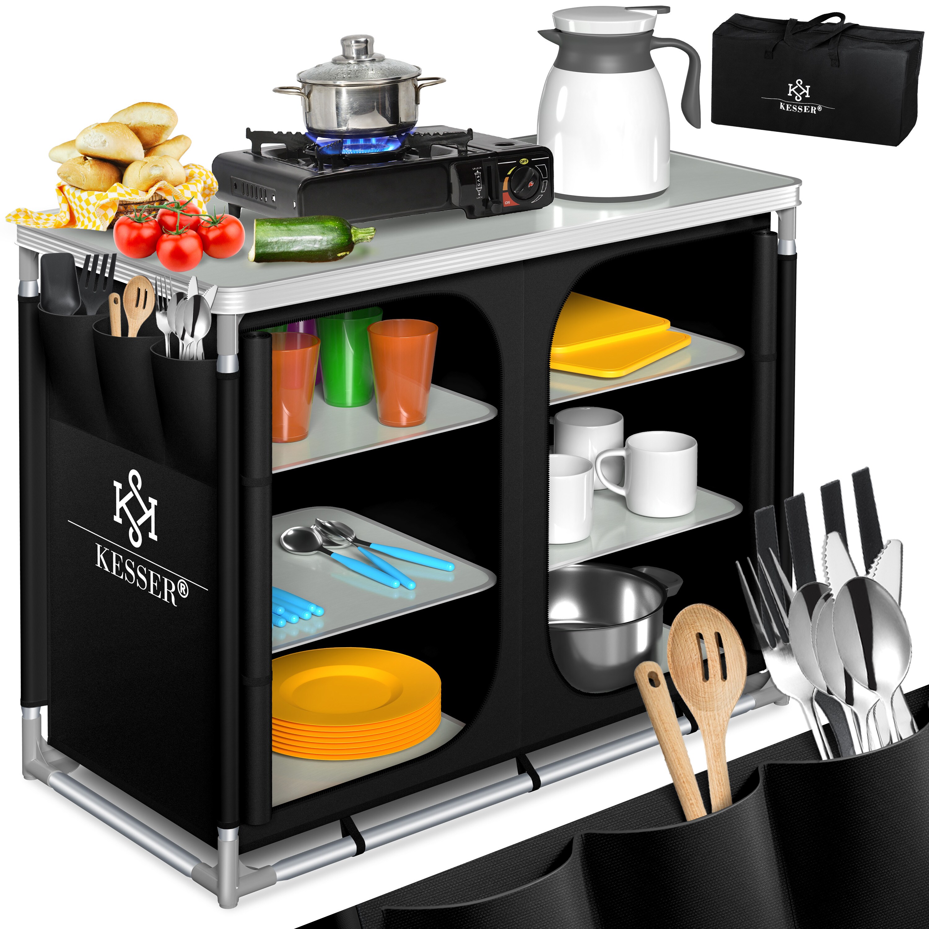 KESSER® Campingschrank, Campingküche mit Aluminiumgestell,inkl.Tragetasche ,Kocherschrank für Camping , Campingmöbel , Outdoor