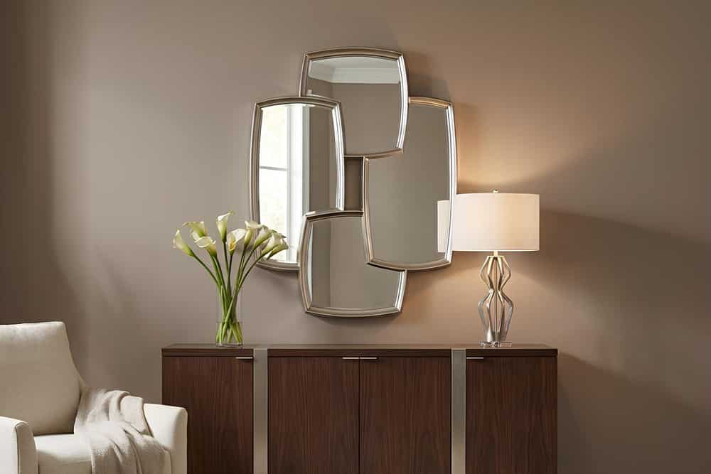 Moderner Wandspiegel QUADRA 90cm silber variabel aufhängbar vier Spiegel