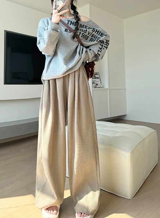 evanesce - High Rise Rib Wide Leg Broek
