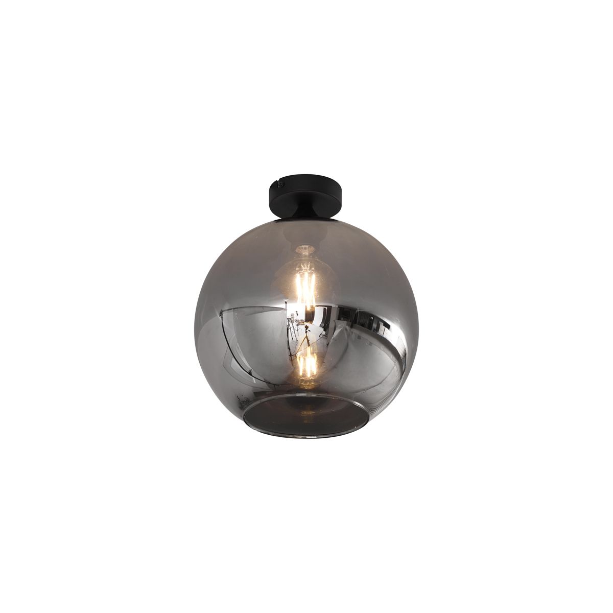 Art Deco plafondlamp zwart met smoke glas - Sandra