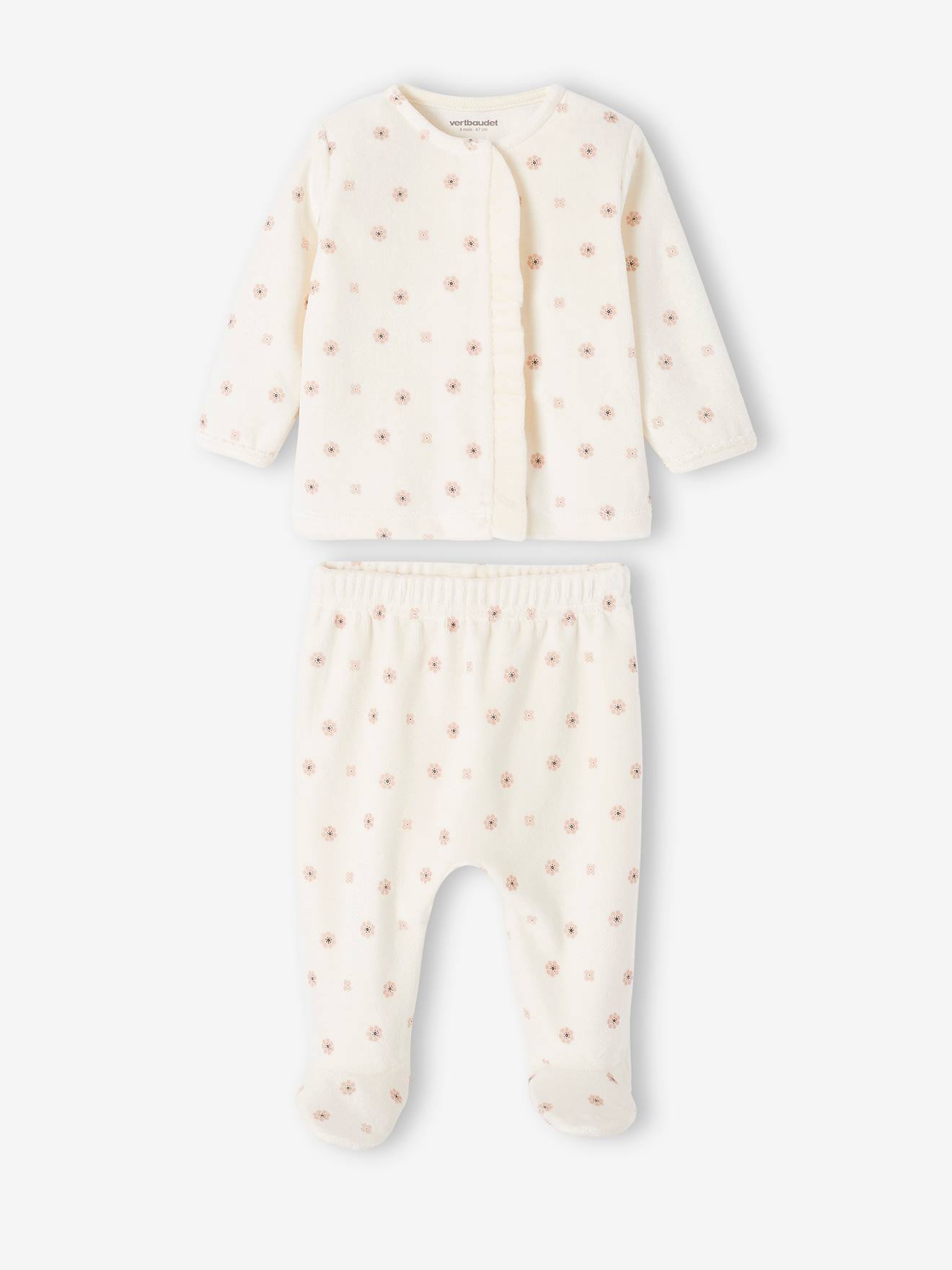 Conjunto de 2 pijamas de veludo rosa para bebê