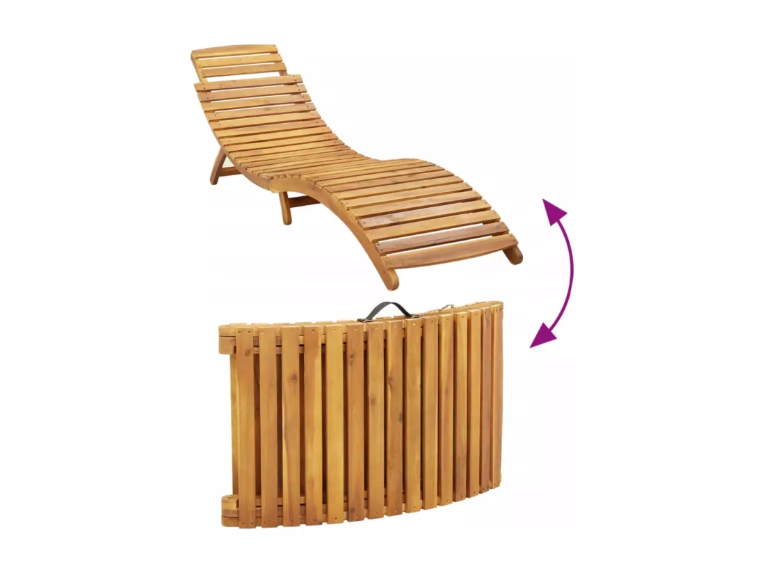 Chaise longue avec coussin rouge bois d'acacia solide