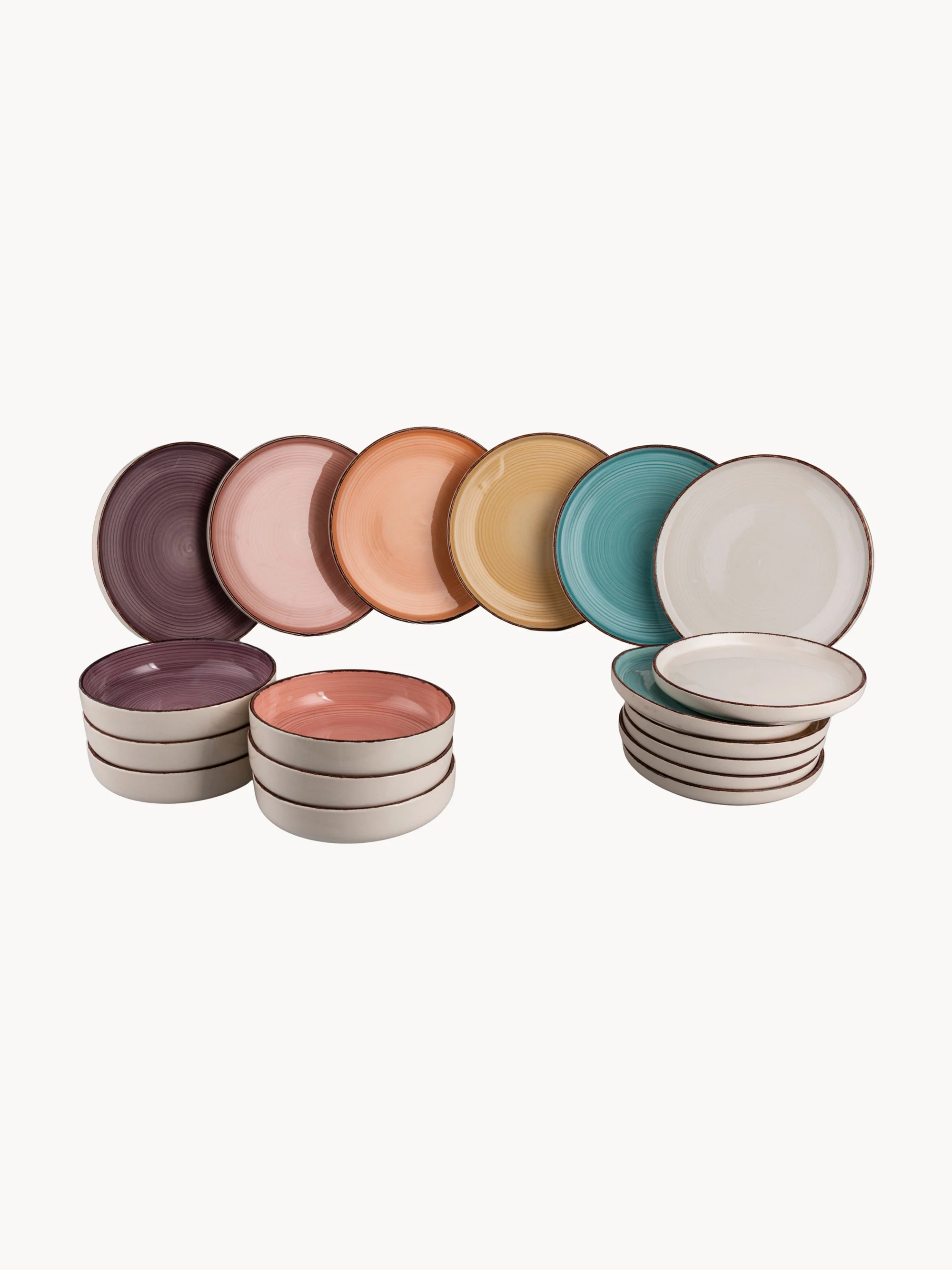 Handbeschilderde serviesset Baita Modern, 6 personen, 18-delig