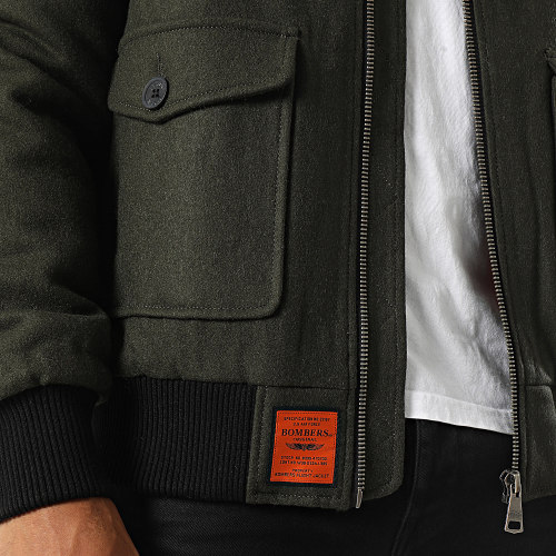Veste Bomber Col Mouton Aviator Vert Kaki
