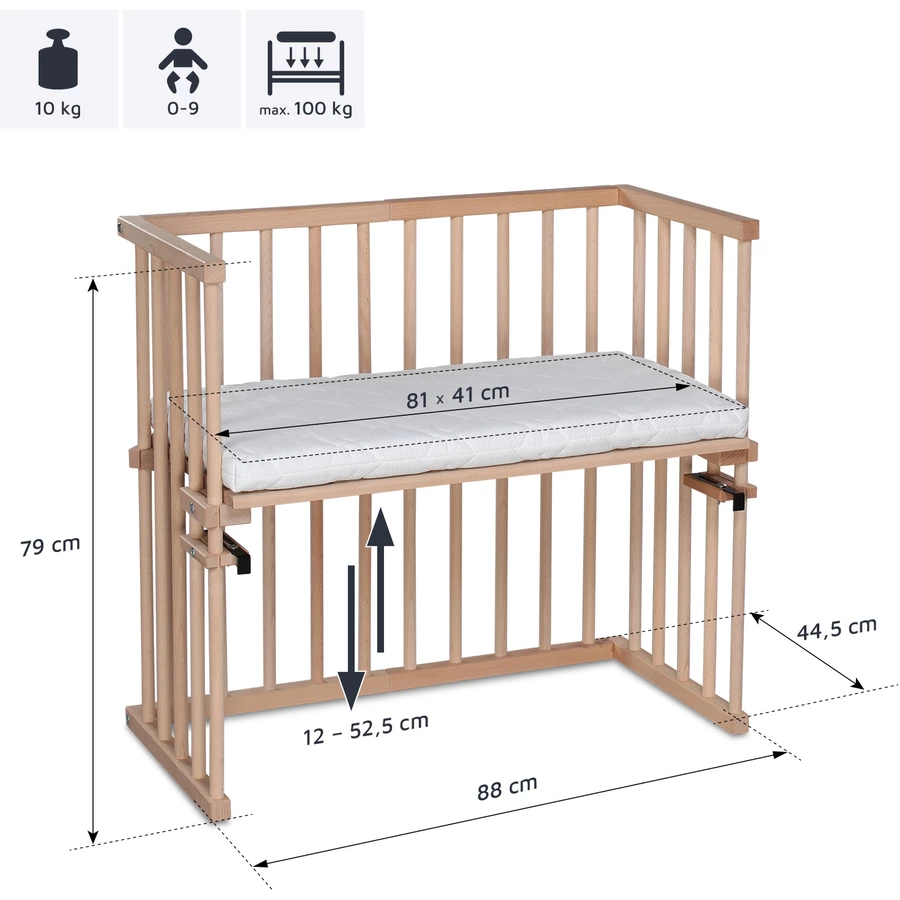 babybay Beistellbett Mini natur extra belüftet