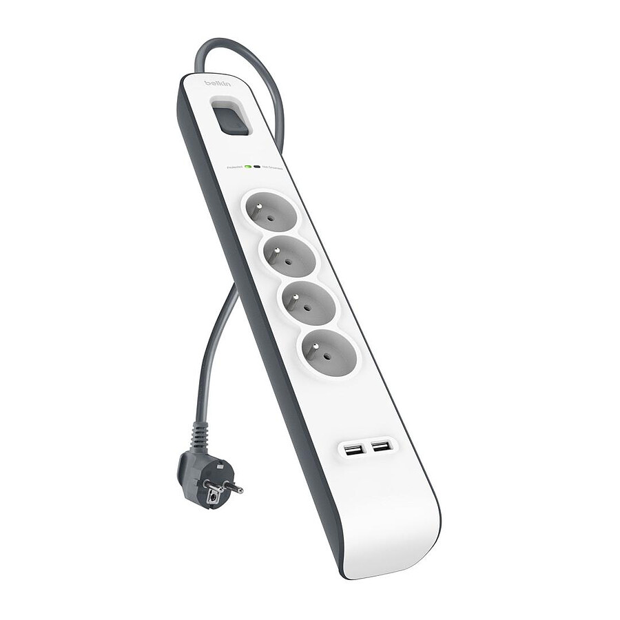 Belkin multiprise parafoudre - 4 prises + 2 ports USB