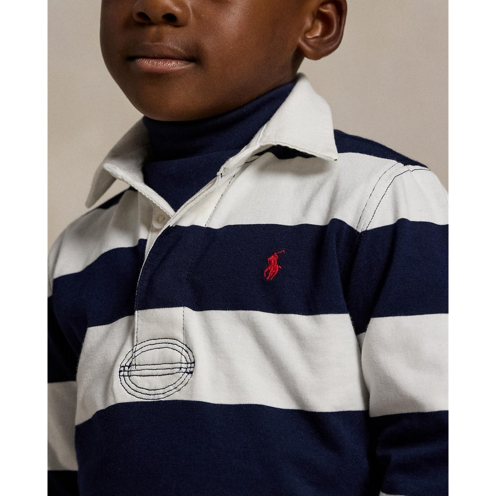 Køb Polo Ralph Lauren White/Cruise Navy Rugby Polo T-Shirt