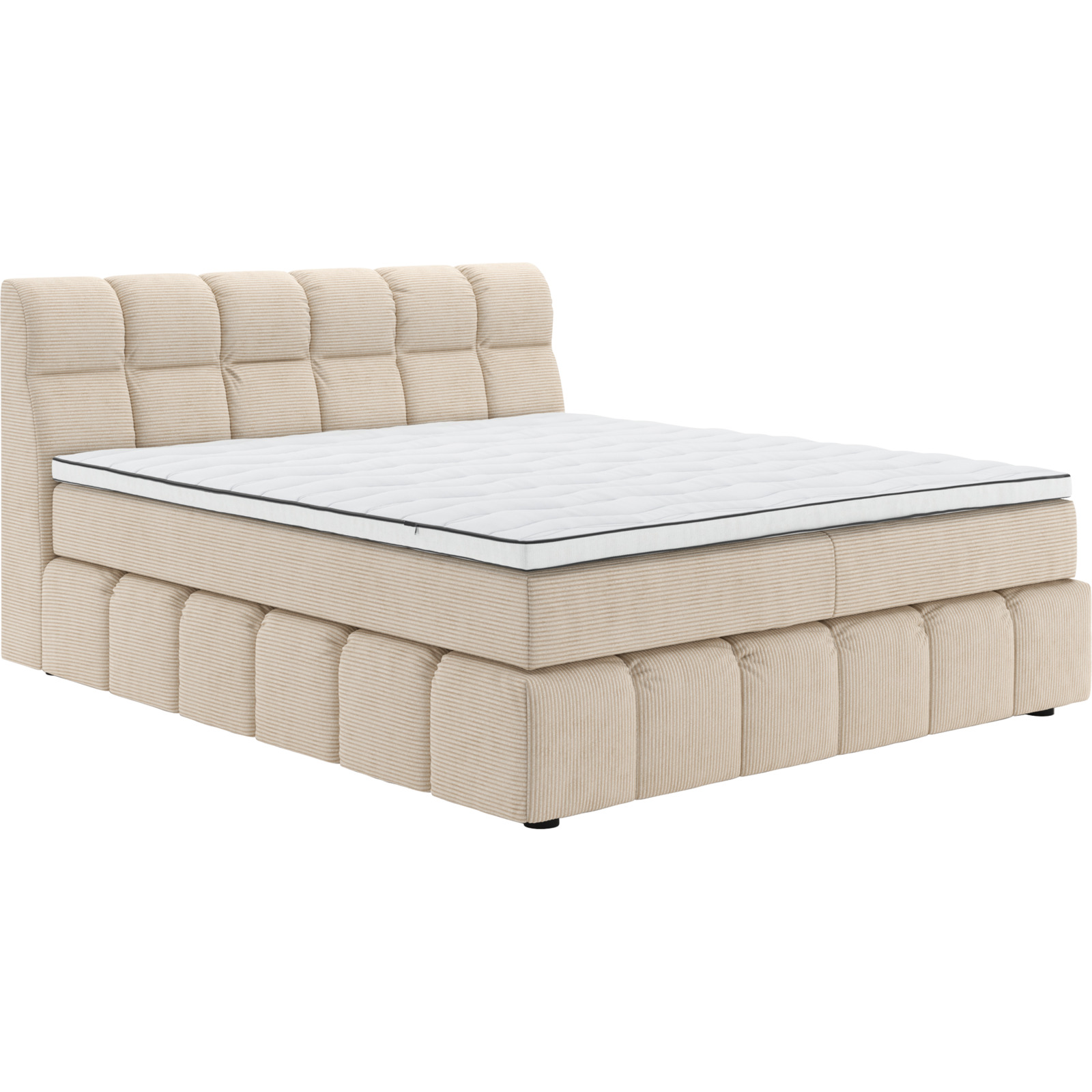 Boxspringbett Downtown Stoff RIB Ivory beige