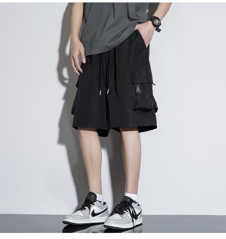 jaywoon - Effen cargoshorts met trekkoordtaille
