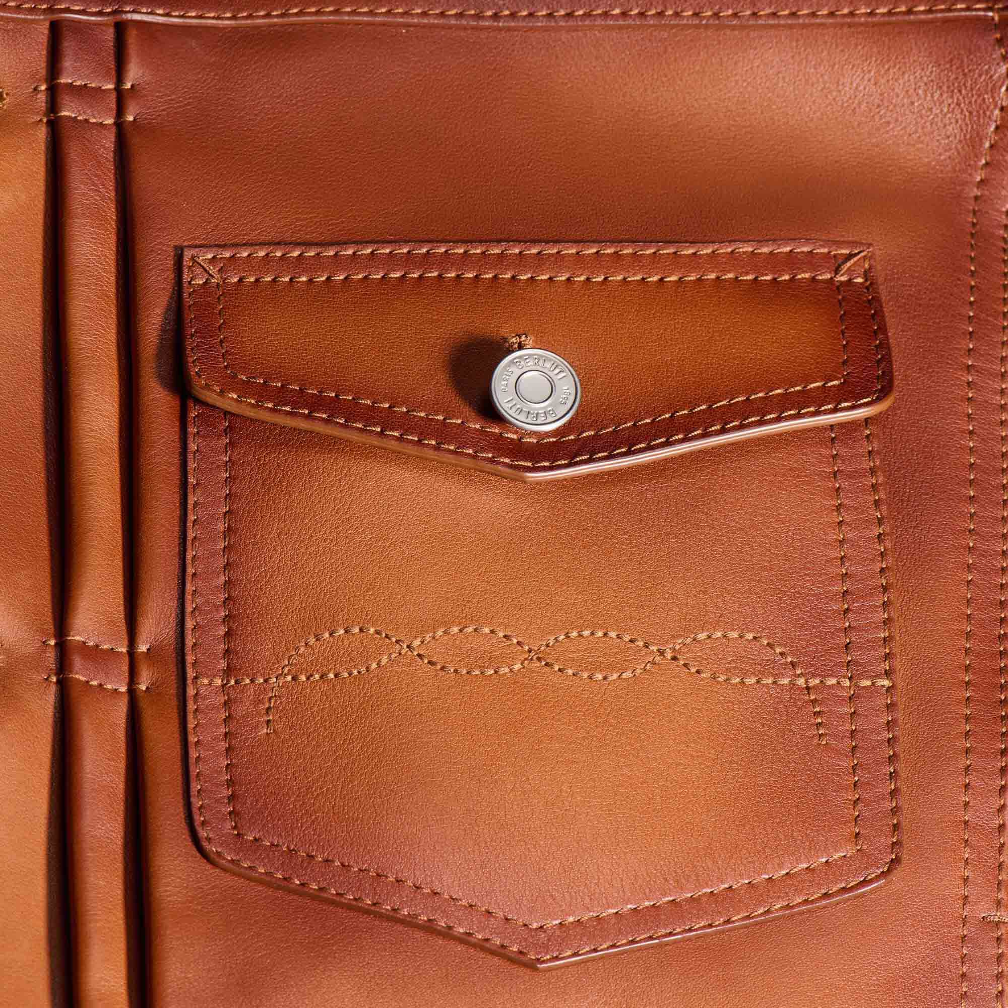 Veste Denim En Cuir Patine